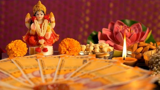 Step-by-step Lakshmi Puja Vidhi being performed at home during Diwali